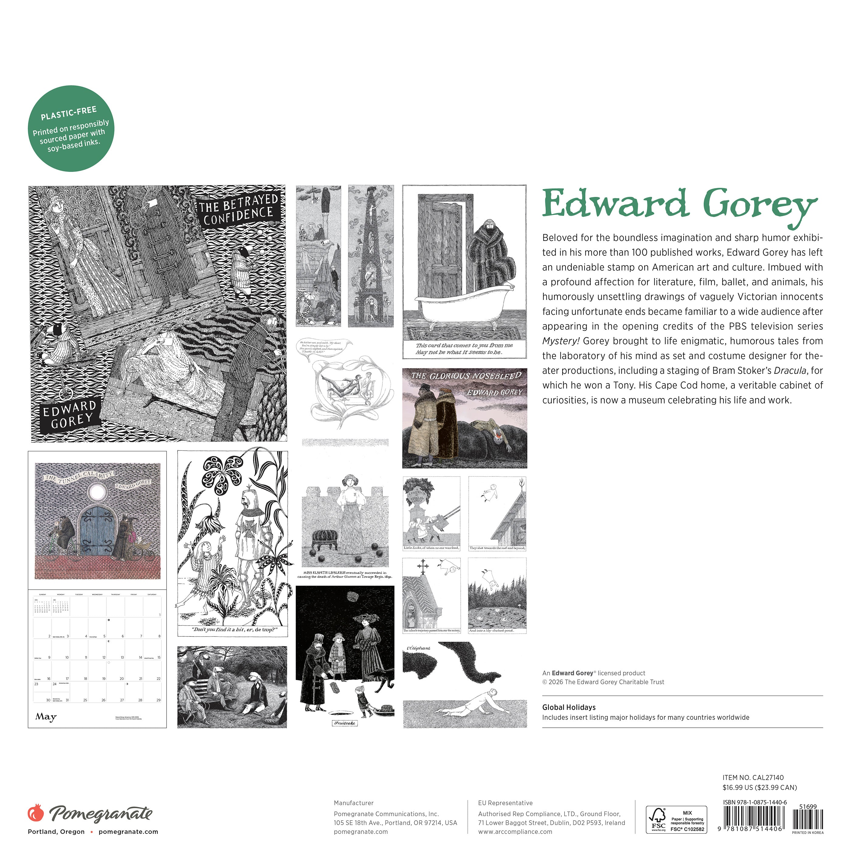 2027 Edward Gorey - Square Wall Calendar