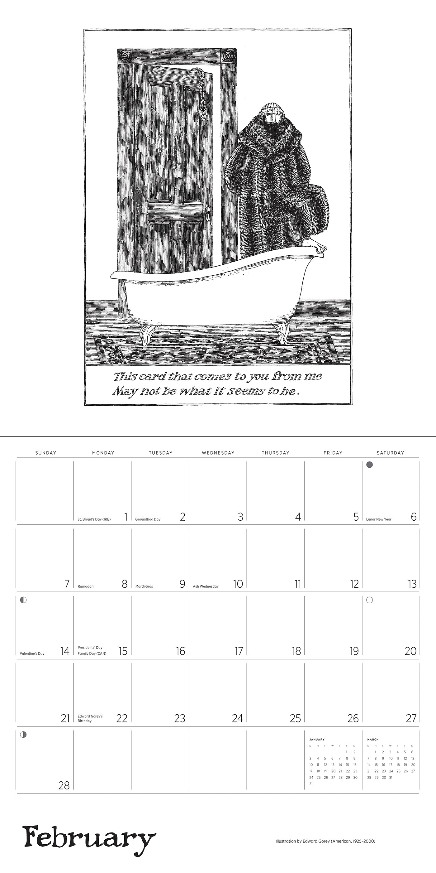 2027 Edward Gorey - Square Wall Calendar