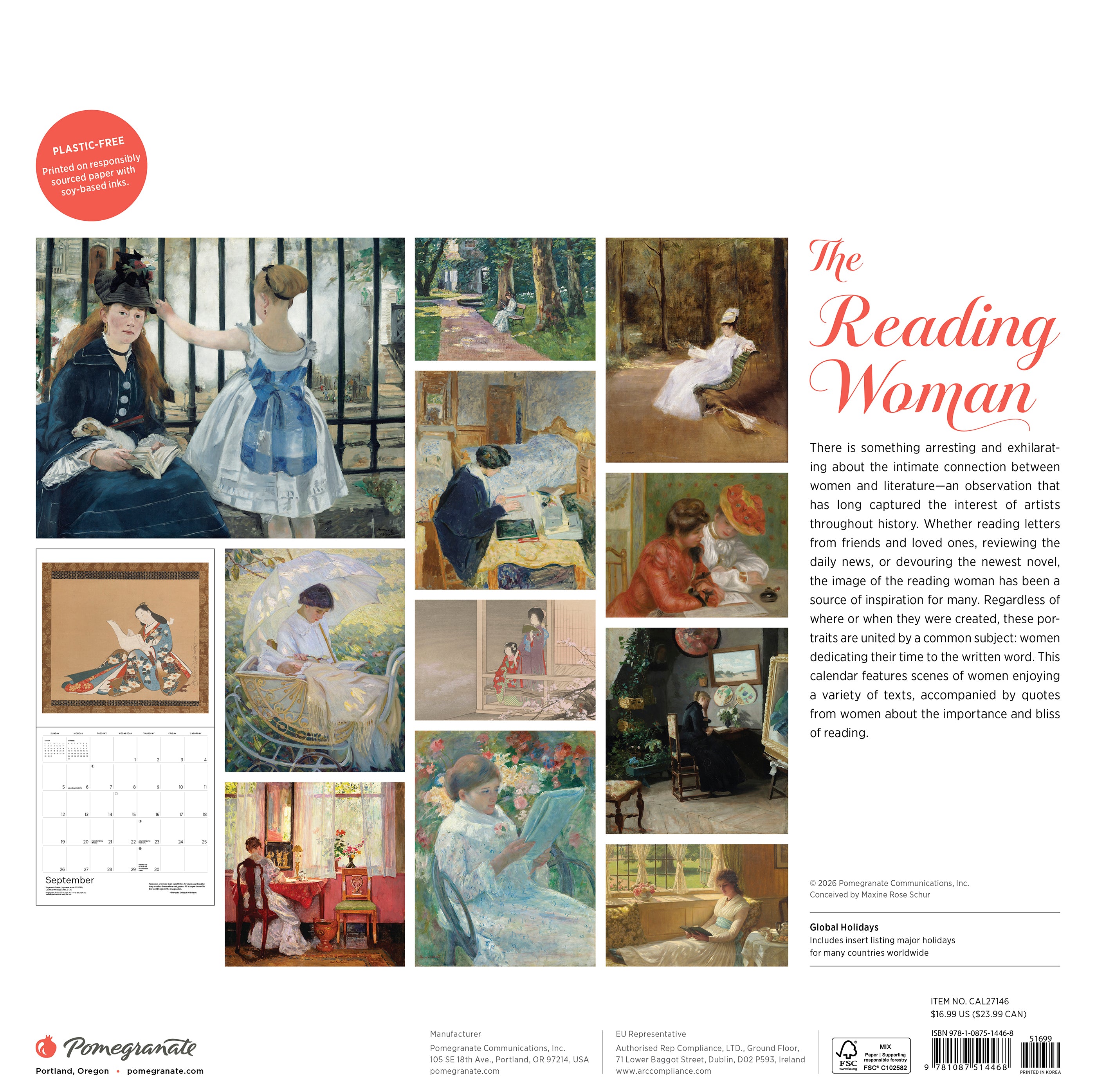 2027 The Reading Woman - Square Wall Calendar