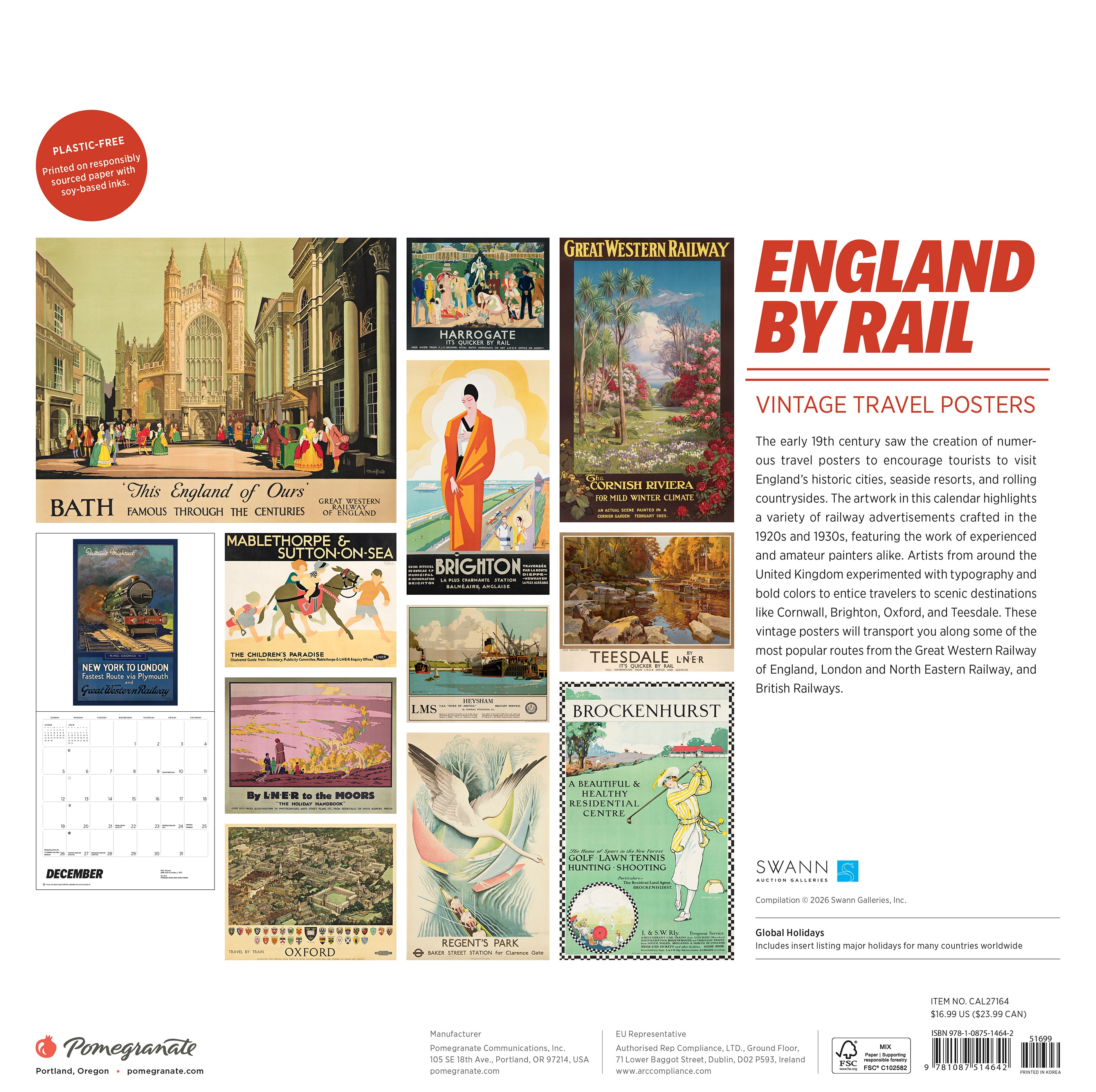 2027 England by Rail - Square Wall Calendar