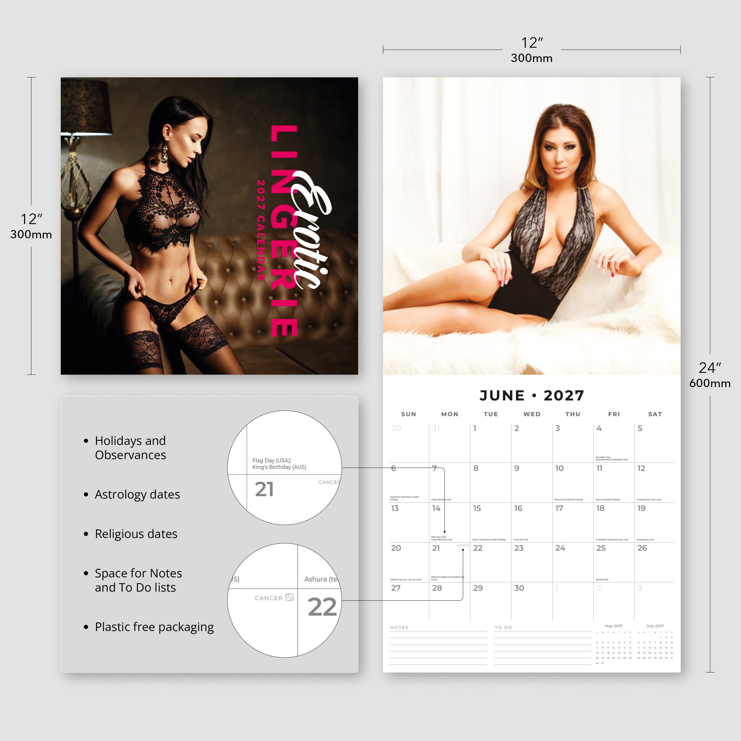 2027 Erotic Lingerie - Square Wall Calendar