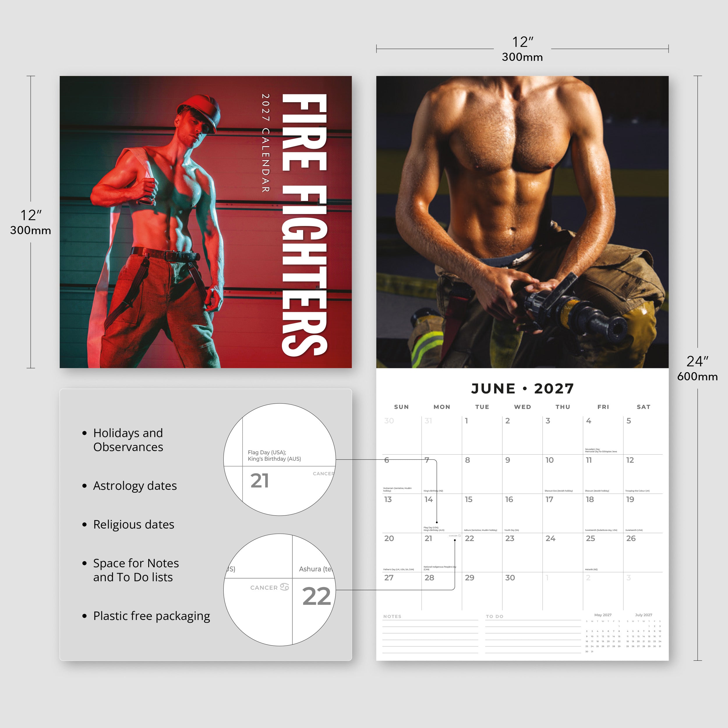 2027 Fire Fighters - Square Wall Calendar