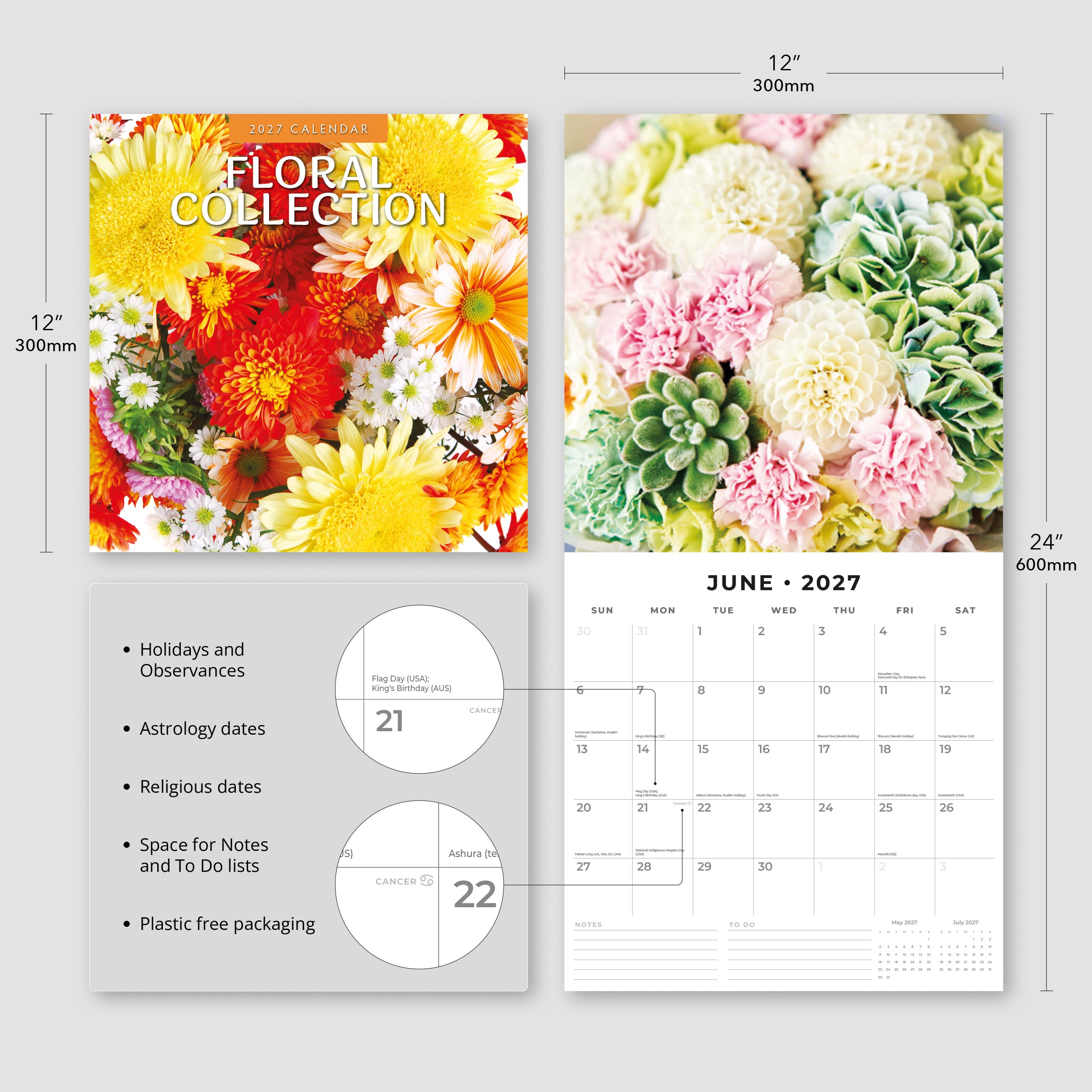 2027 Floral Collection - Square Wall Calendar