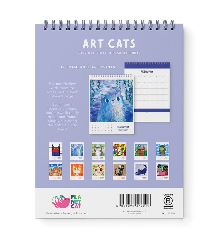 2027 Art Cats - Desk Easel Calendar