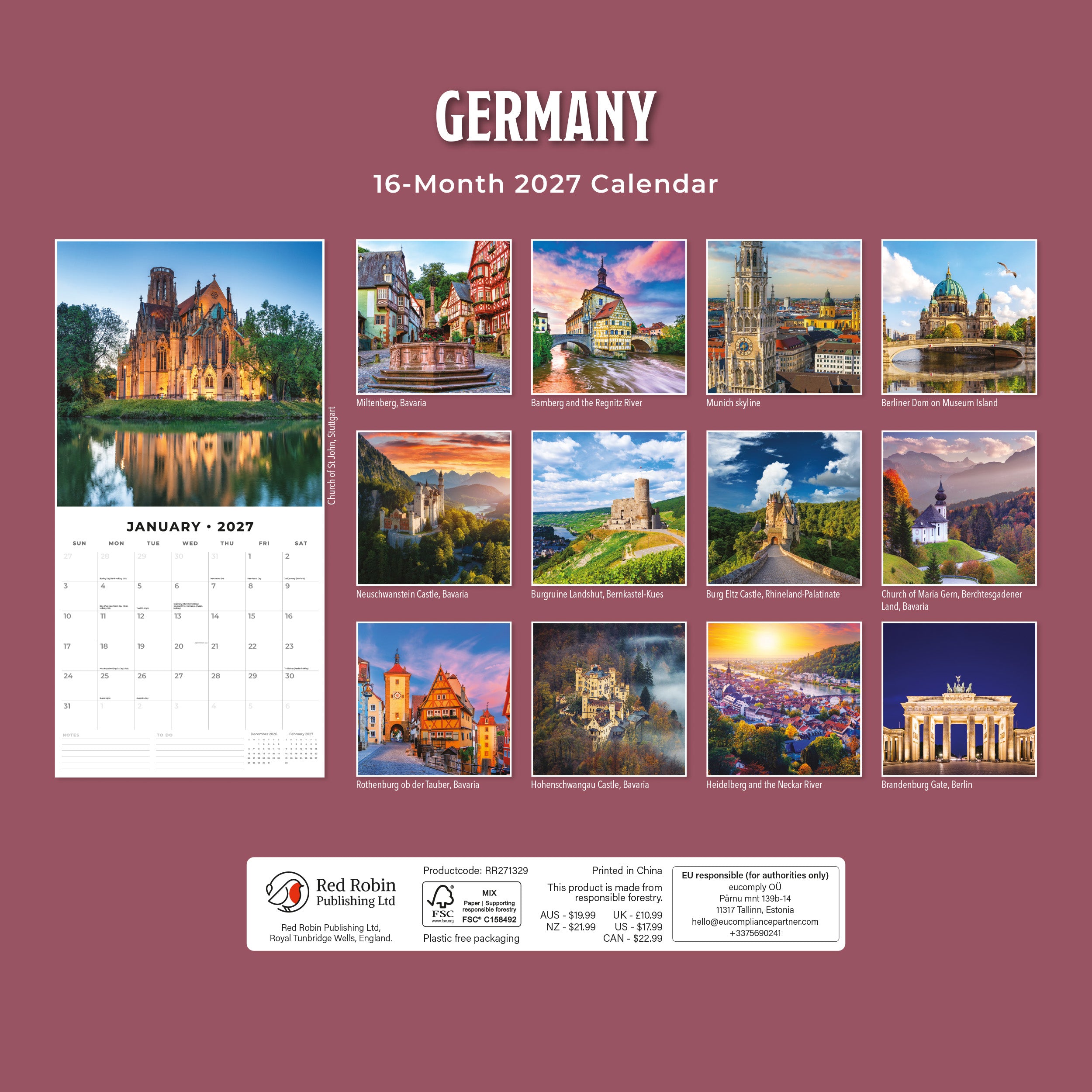 2027 Germany - Square Wall Calendar