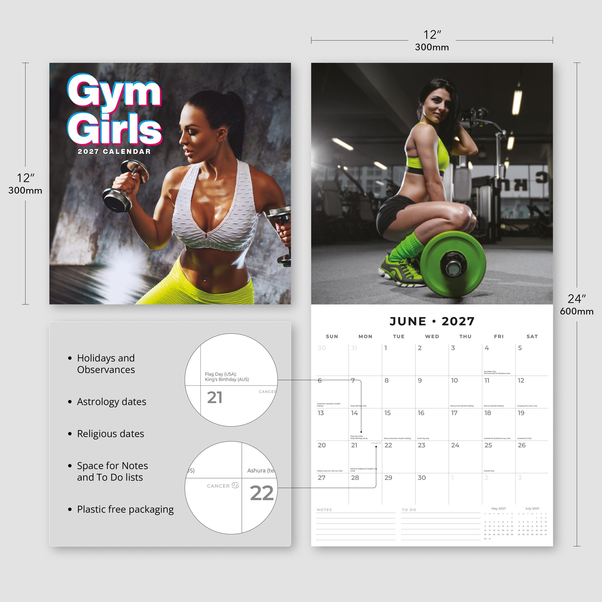 2027 Gym Girls - Square Wall Calendar