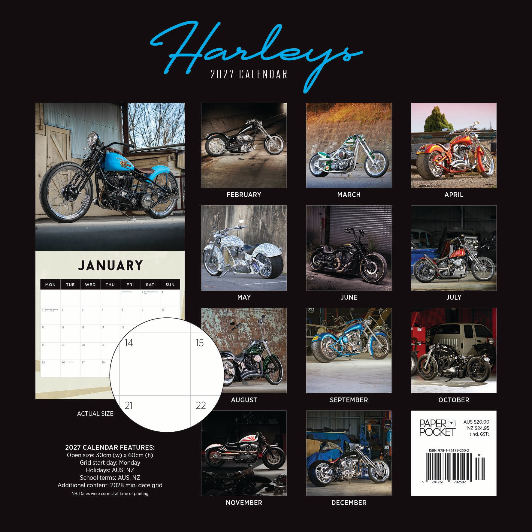 2027 Harleys - Square Wall Calendar