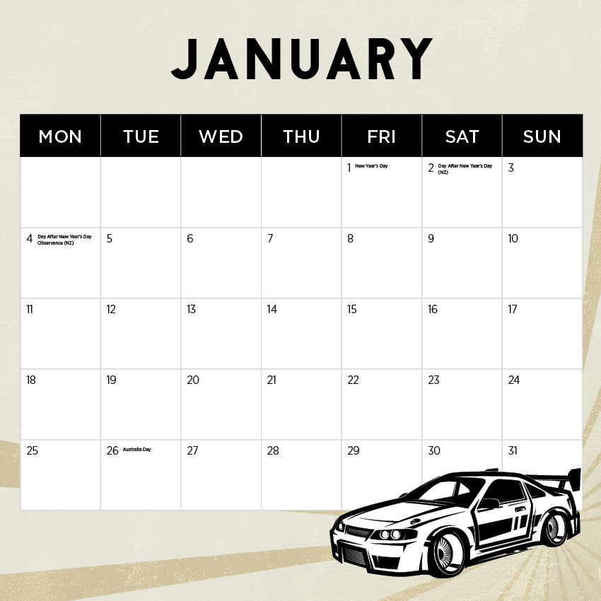 2027 Hot Fours - Square Wall Calendar