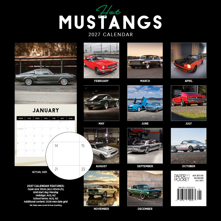 2027 Hot Mustangs - Square Wall Calendar