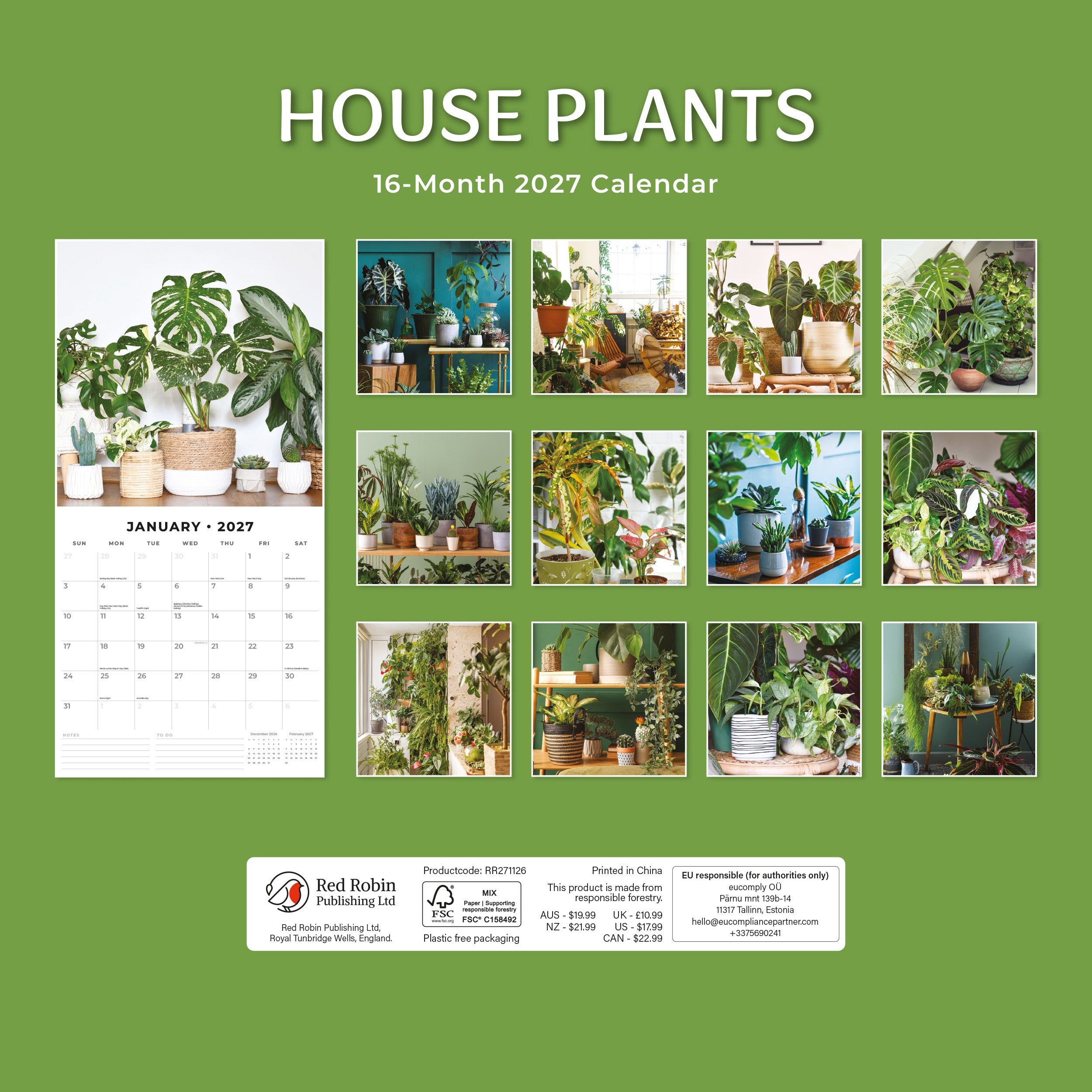 2027 House Plants - Square Wall Calendar