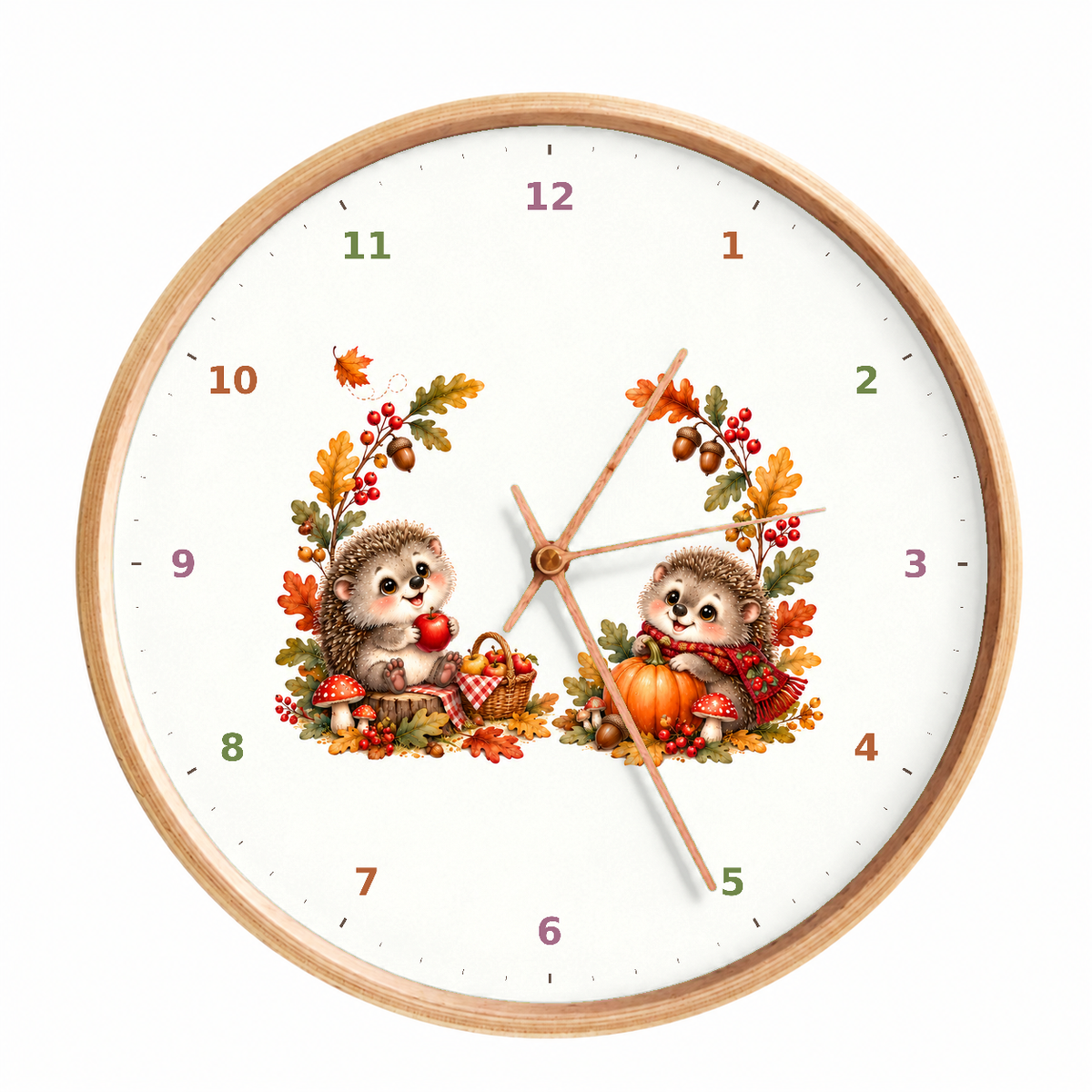 IMAGE_01_Front_-_Kids_Hedgehog_Picnic_Wall_Clock_30cm_Wooden_Frame_-_WC-K115_-_649310204632.png