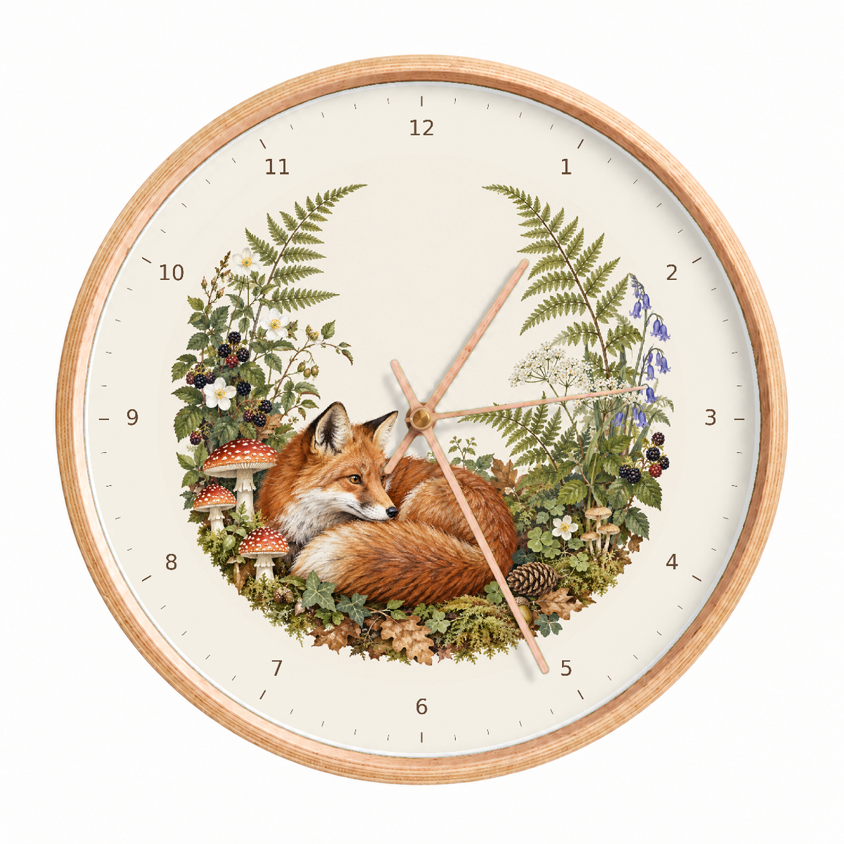 IMAGE_01_Front_-_Woodland_Fox_Wall_Clock_30cm_Wooden_Frame_-_WC-A001_-_649310203499.png