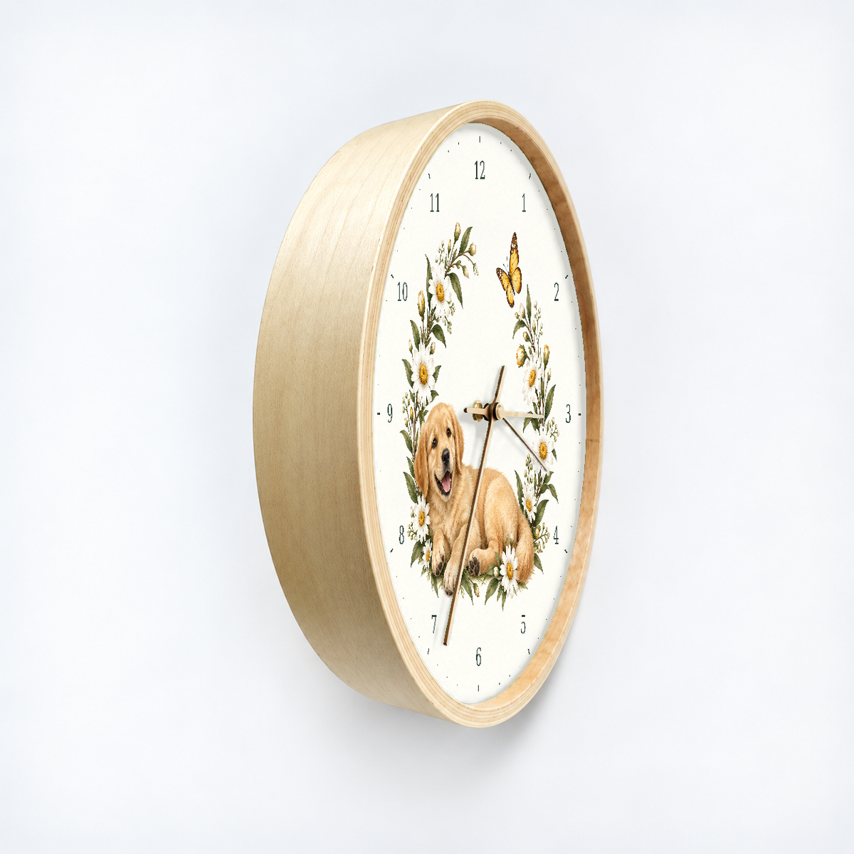IMAGE_03_Angled_-_Golden_Retriever_Wall_Clock_30cm_Wooden_Frame_-_WC-D031_-_649310203796.png
