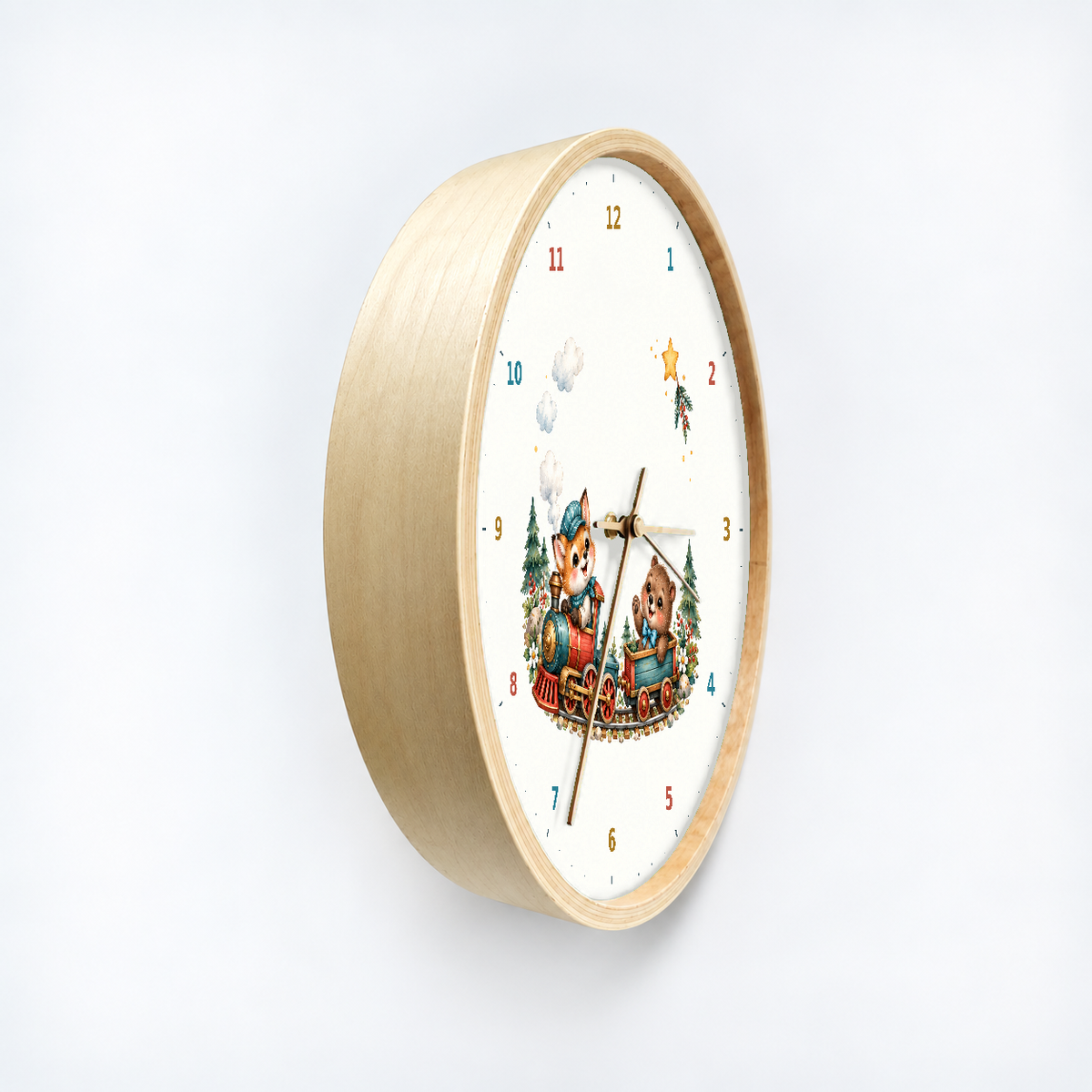 IMAGE_03_Angled_-_Kids_Woodland_Train_Wall_Clock_30cm_Wooden_Frame_-_WC-K107_-_649310204557.png