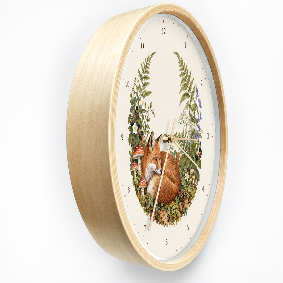 IMAGE_03_Angled_-_Woodland_Fox_Wall_Clock_30cm_Wooden_Frame_-_WC-A001_-_649310203499.png