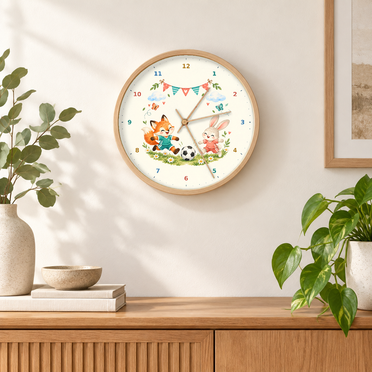 IMAGE_04_Wall_-_Kids_Soccer_Animals_Wall_Clock_30cm_Wooden_Frame_-_WC-K116_-_649310204649.png