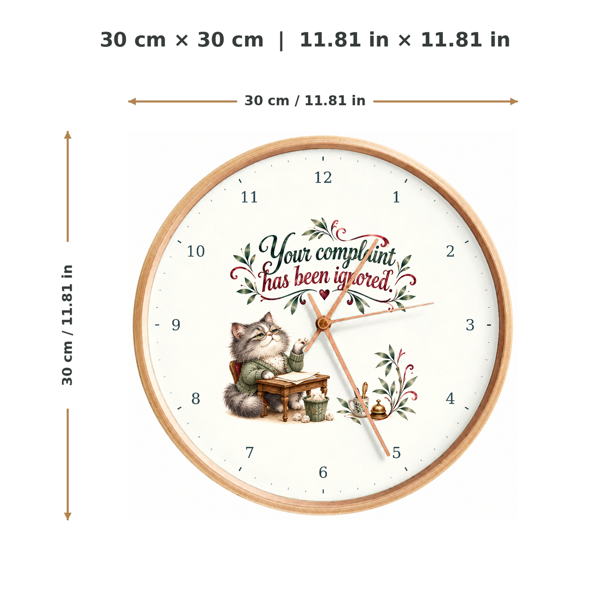 IMAGE_05_Measurements_-_Funny_Customer_Service_Cat_Wall_Clock_30cm_Wooden_Frame_-_WC-H066_-_649310204144.png