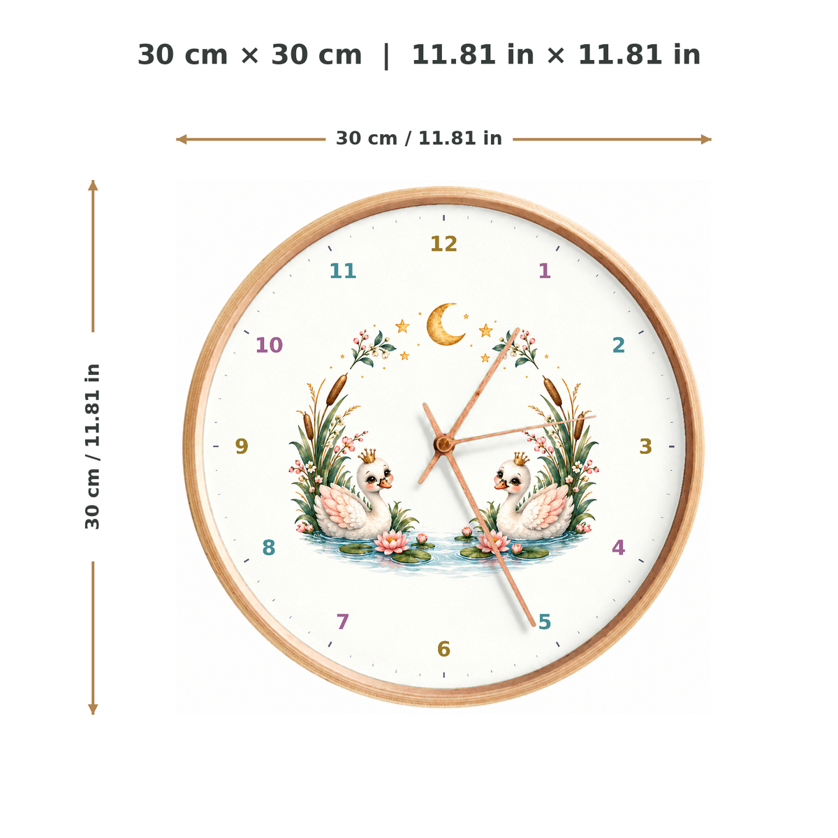 IMAGE_05_Measurements_-_Kids_Swan_Lily_Wall_Clock_30cm_Wooden_Frame_-_WC-K114_-_649310204625.png