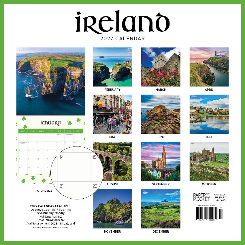 2027 Ireland - Square Wall Calendar