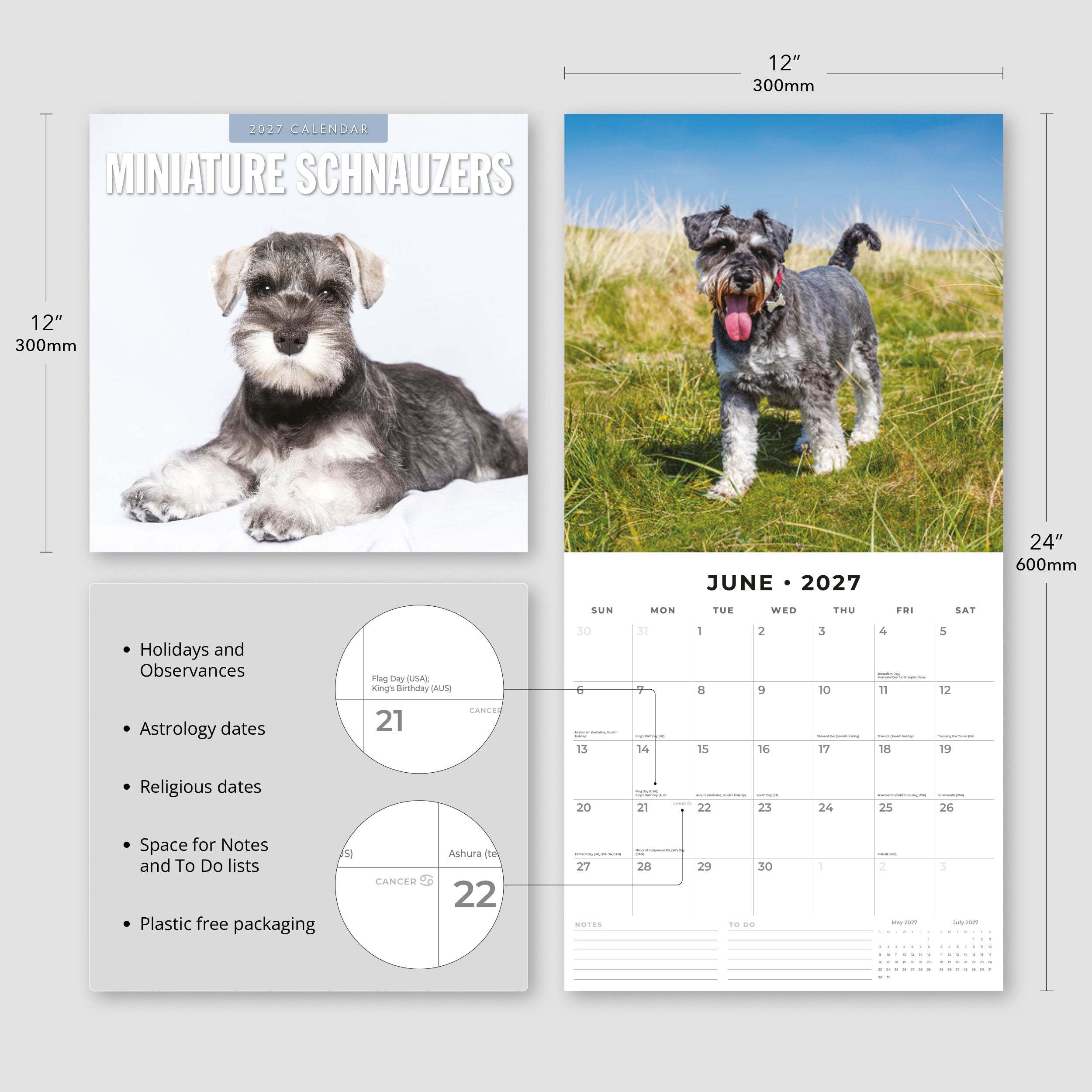 2027 Miniature Schnauzer - Square Wall Calendar