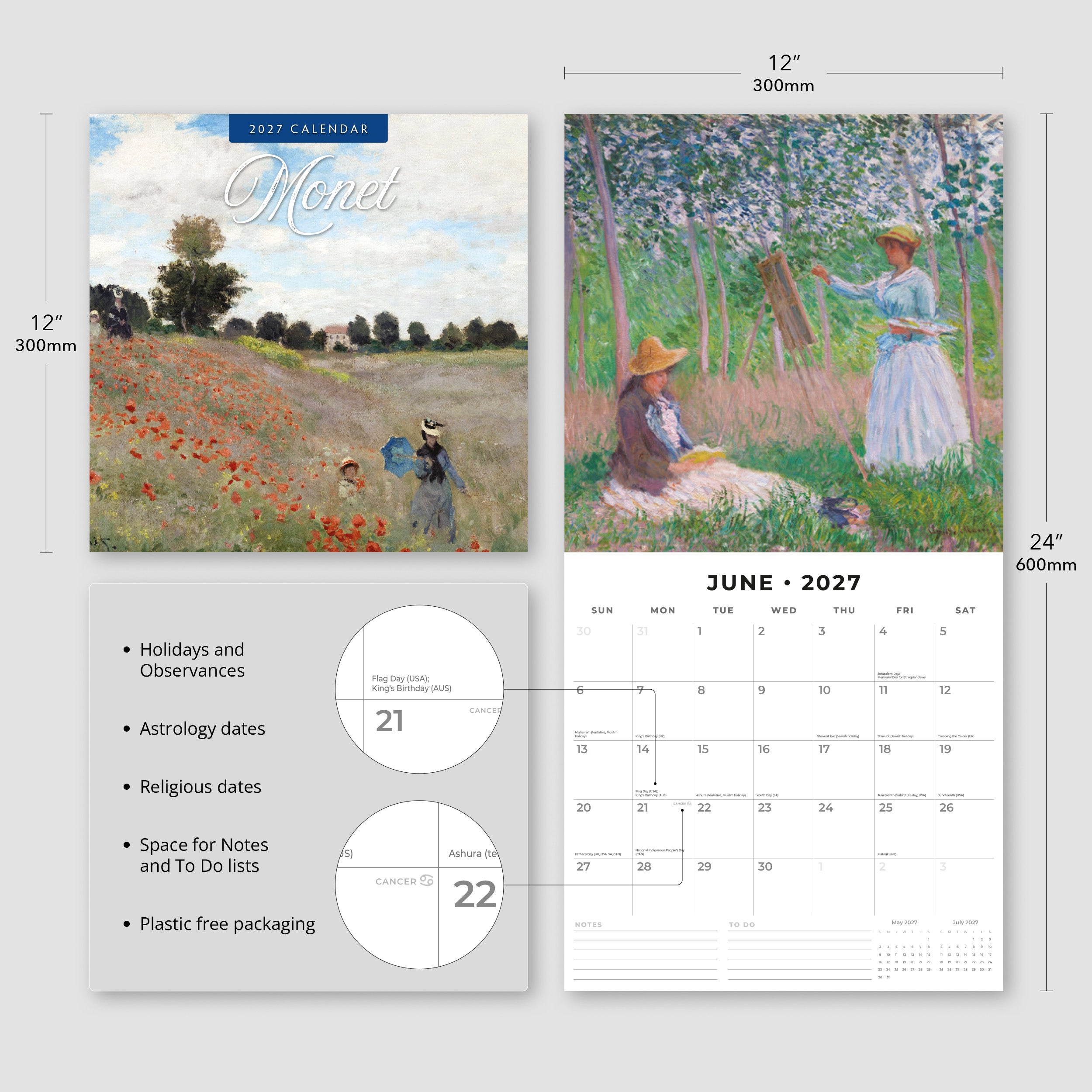 2027 Monet - Square Wall Calendar
