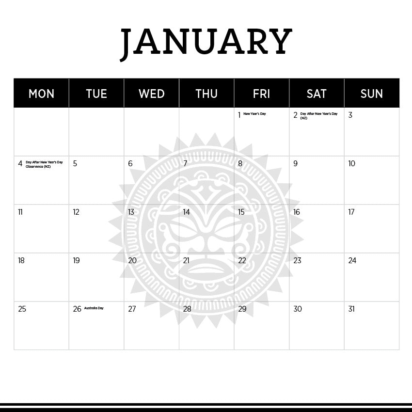 2027 New Zealand - Square Wall Calendar