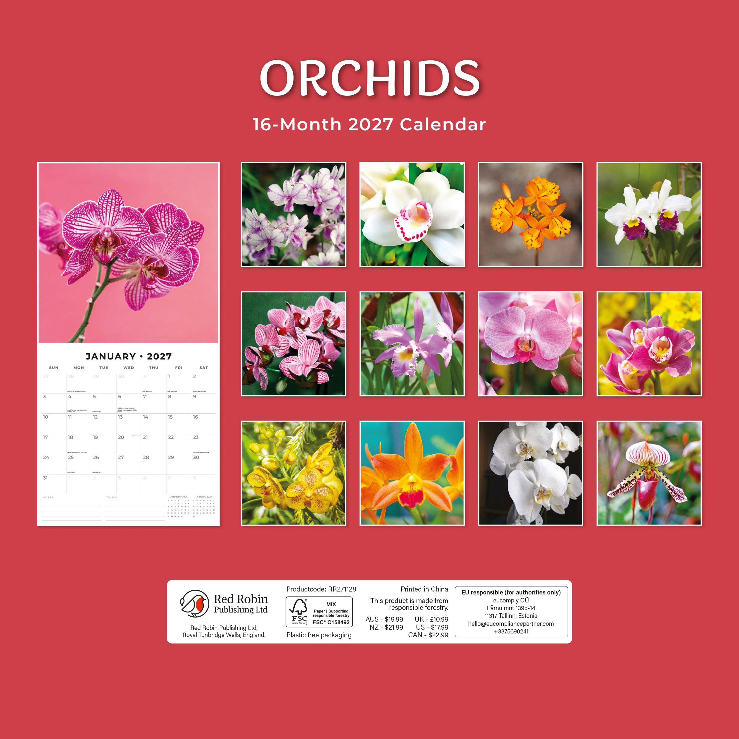 2027 Orchids - Square Wall Calendar