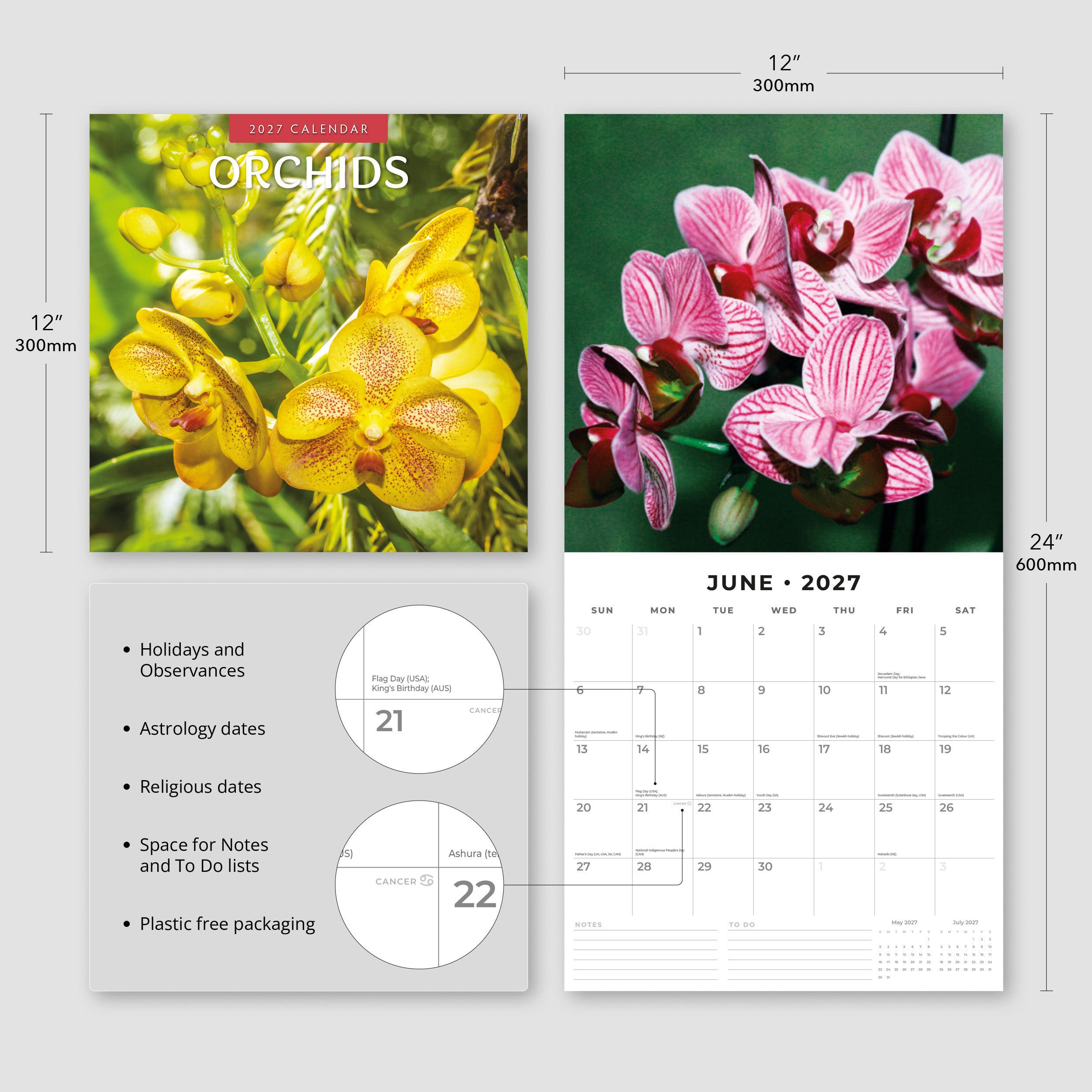 2027 Orchids - Square Wall Calendar