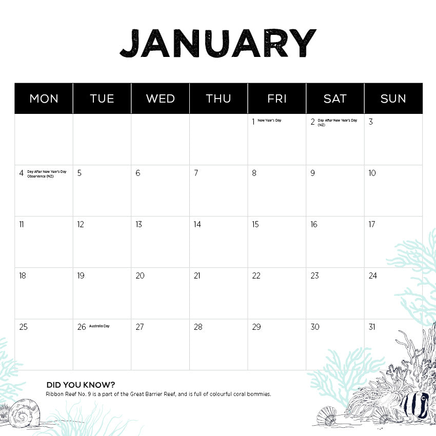 2027 Our Australia Reefs : Above & Below - Square Wall Calendar