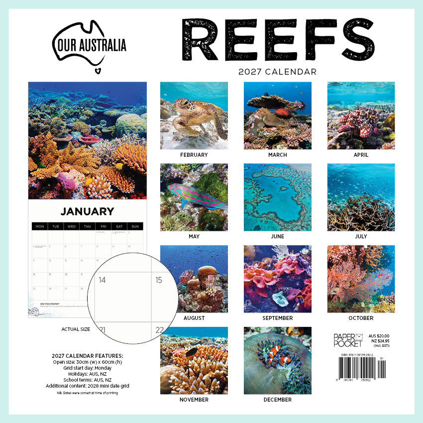 2027 Our Australia Reefs : Above & Below - Square Wall Calendar