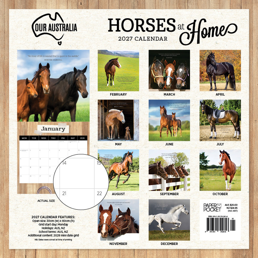 2027 Our Australia Horses At Home - Square Wall Calendar