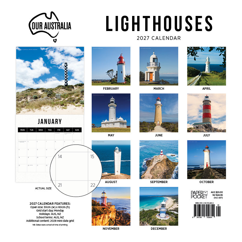 2027 Our Australia Lighthouses - Square Wall Calendar