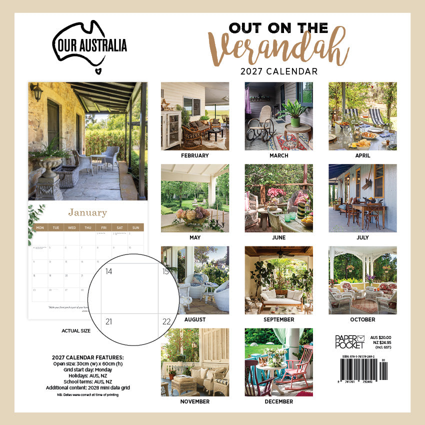 2027 Our Australia Out On The Verandah - Square Wall Calendar