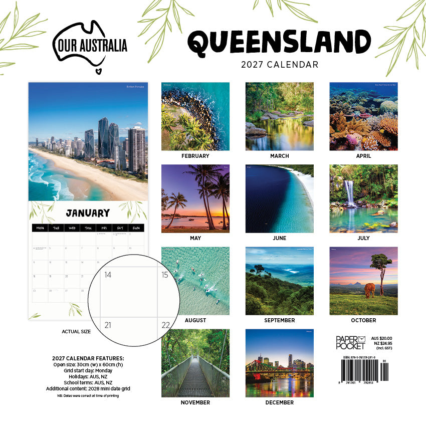2027 Our Australia Queensland - Square Wall Calendar