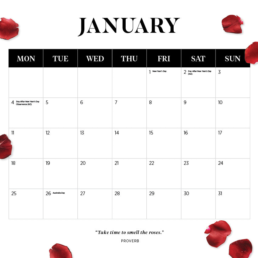 2027 Our Australia Roses - Square Wall Calendar