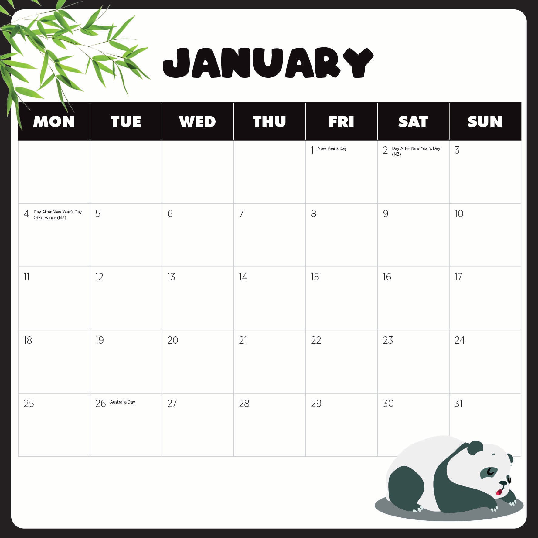 2027 Pandas - Square Wall Calendar