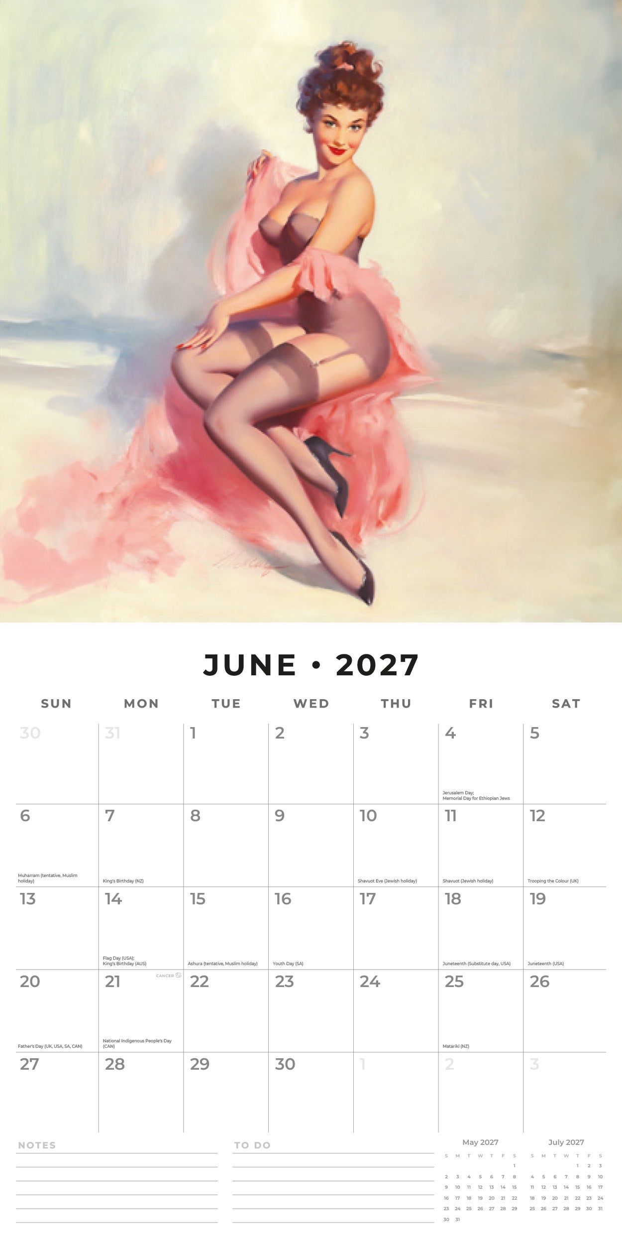2027 Retro Pin-ups - Square Wall Calendar