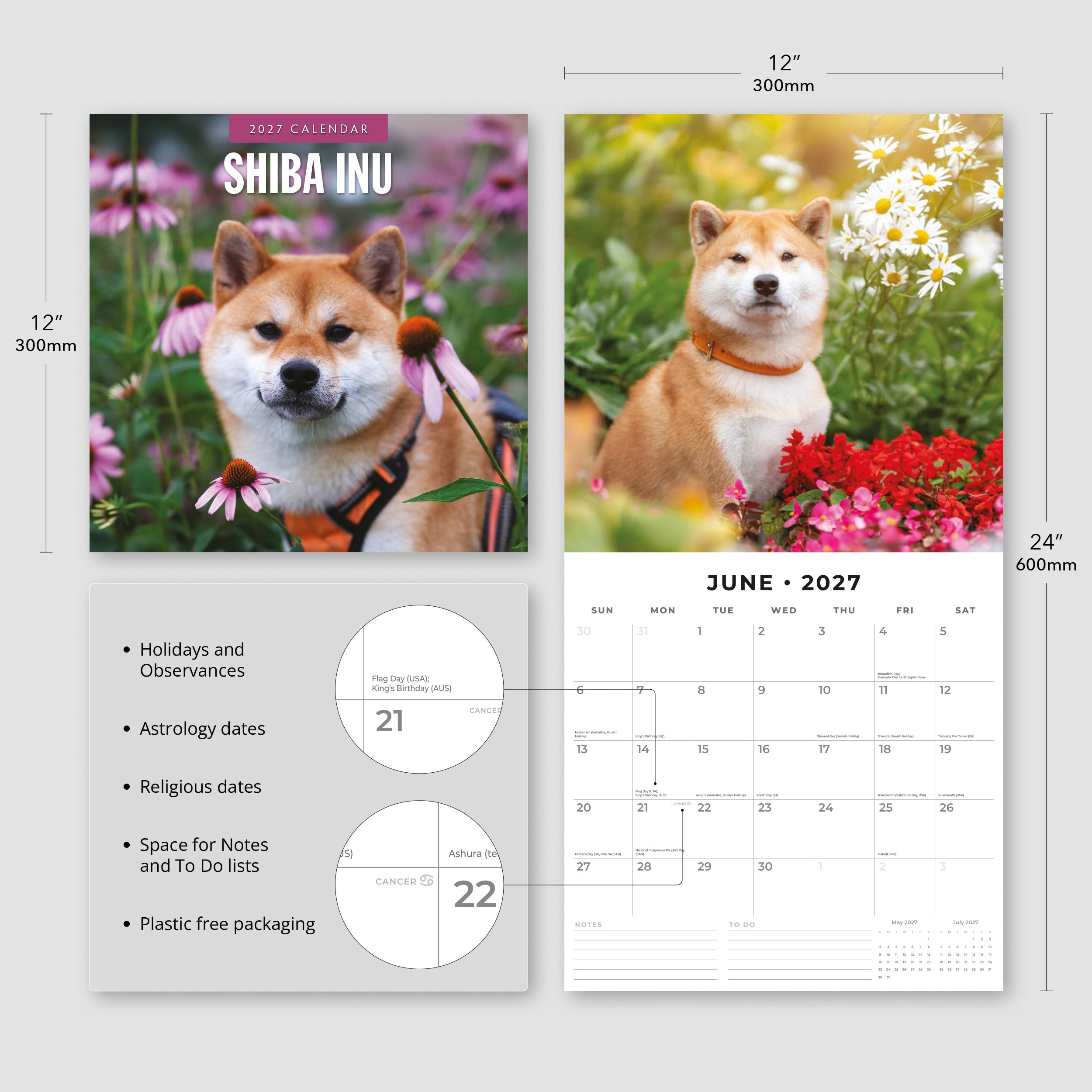 2027 Shiba Inu - Square Wall Calendar