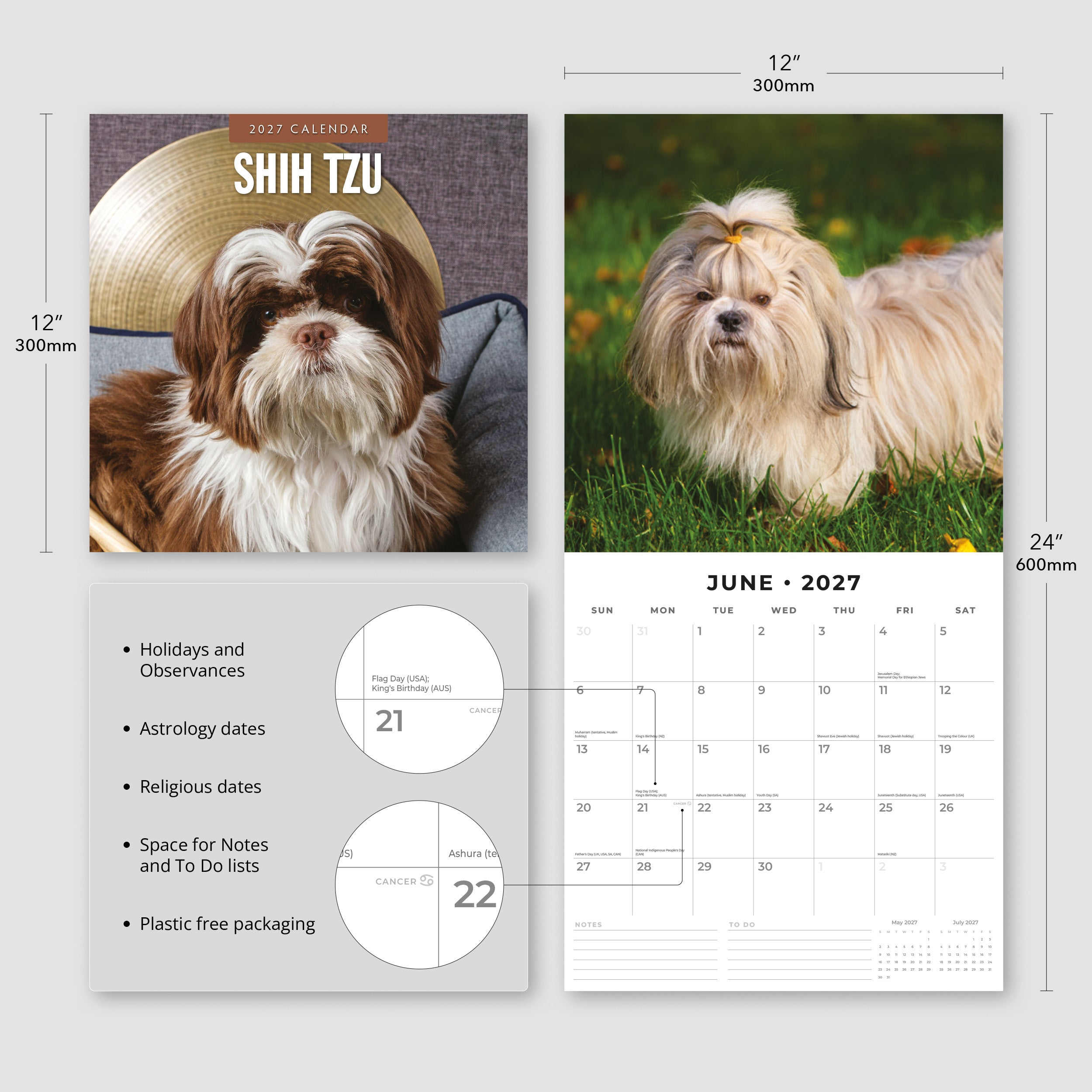 2027 Shih Tzu - Square Wall Calendar