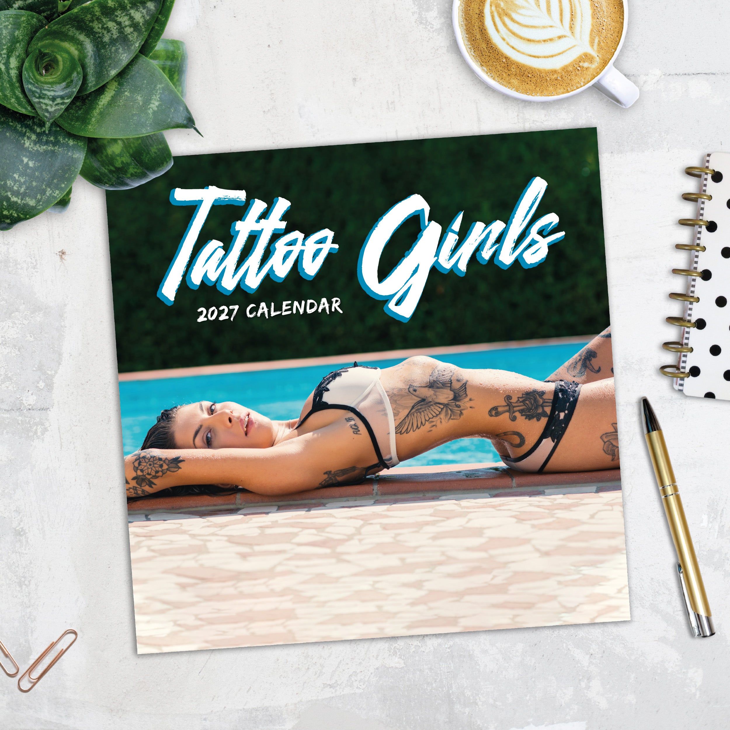 2027 Tattoo Girls - Square Wall Calendar