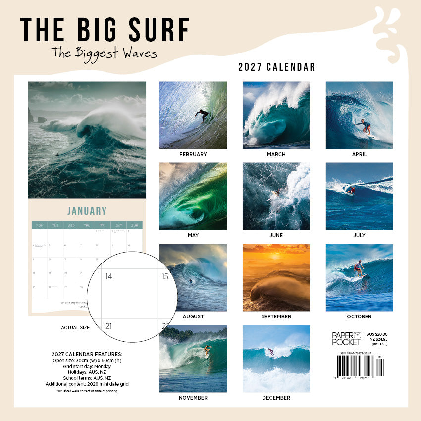 2027 The Big Surf Biggest Waves - Square Wall Calendar
