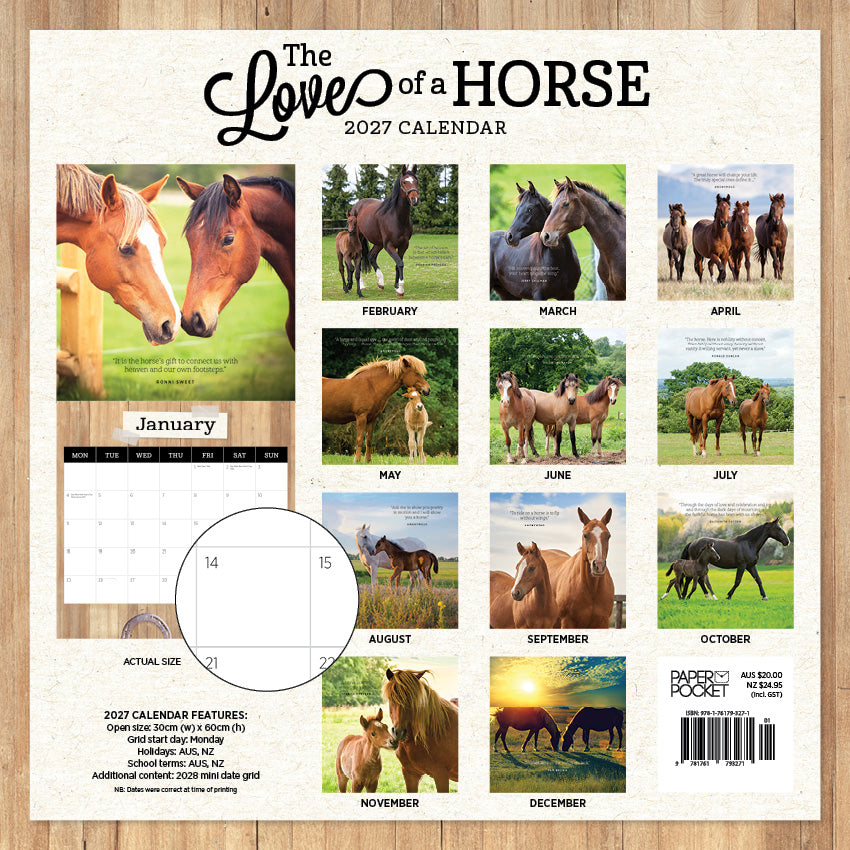 2027 The Love Of A Horse - Square Wall Calendar