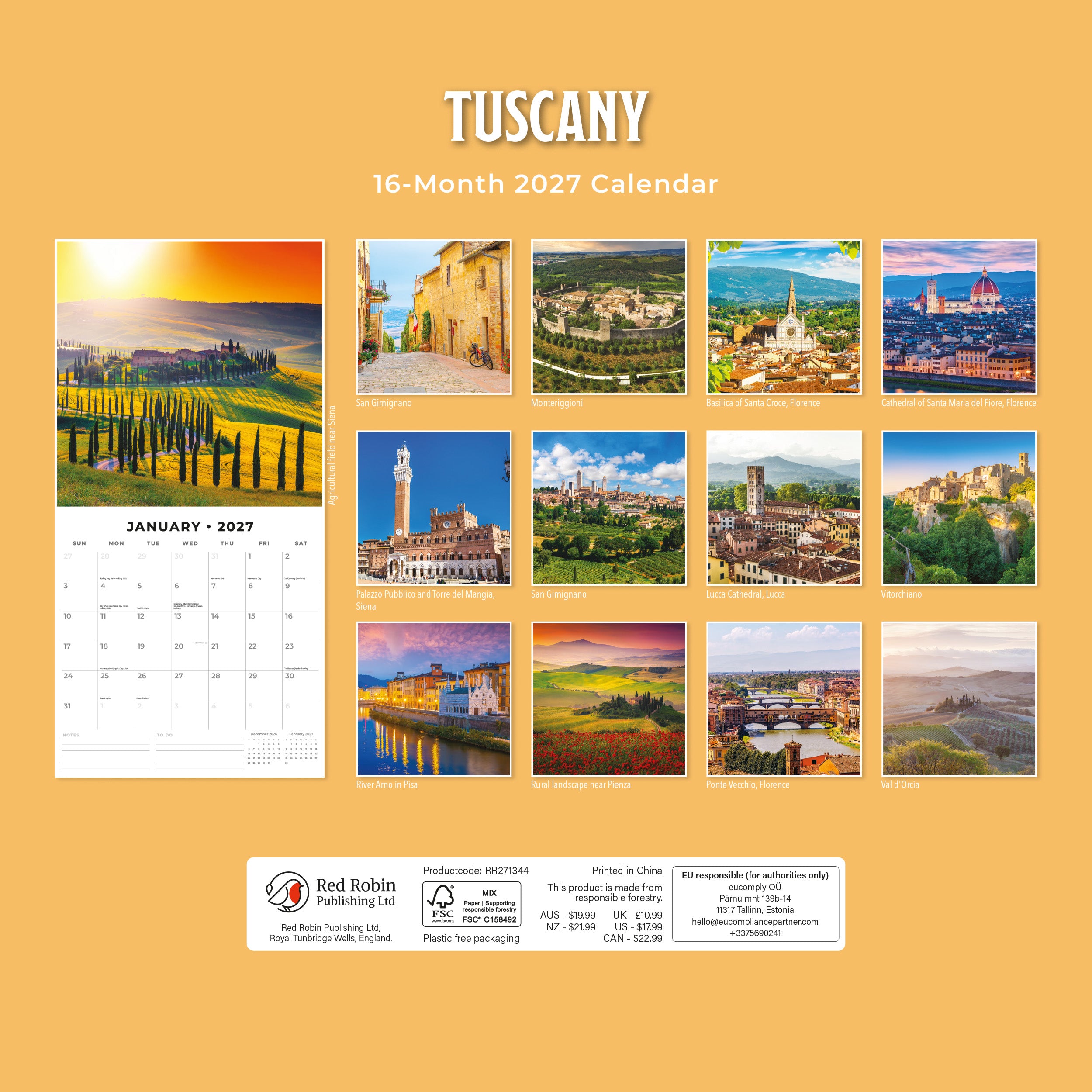 2027 Tuscany - Square Wall Calendar