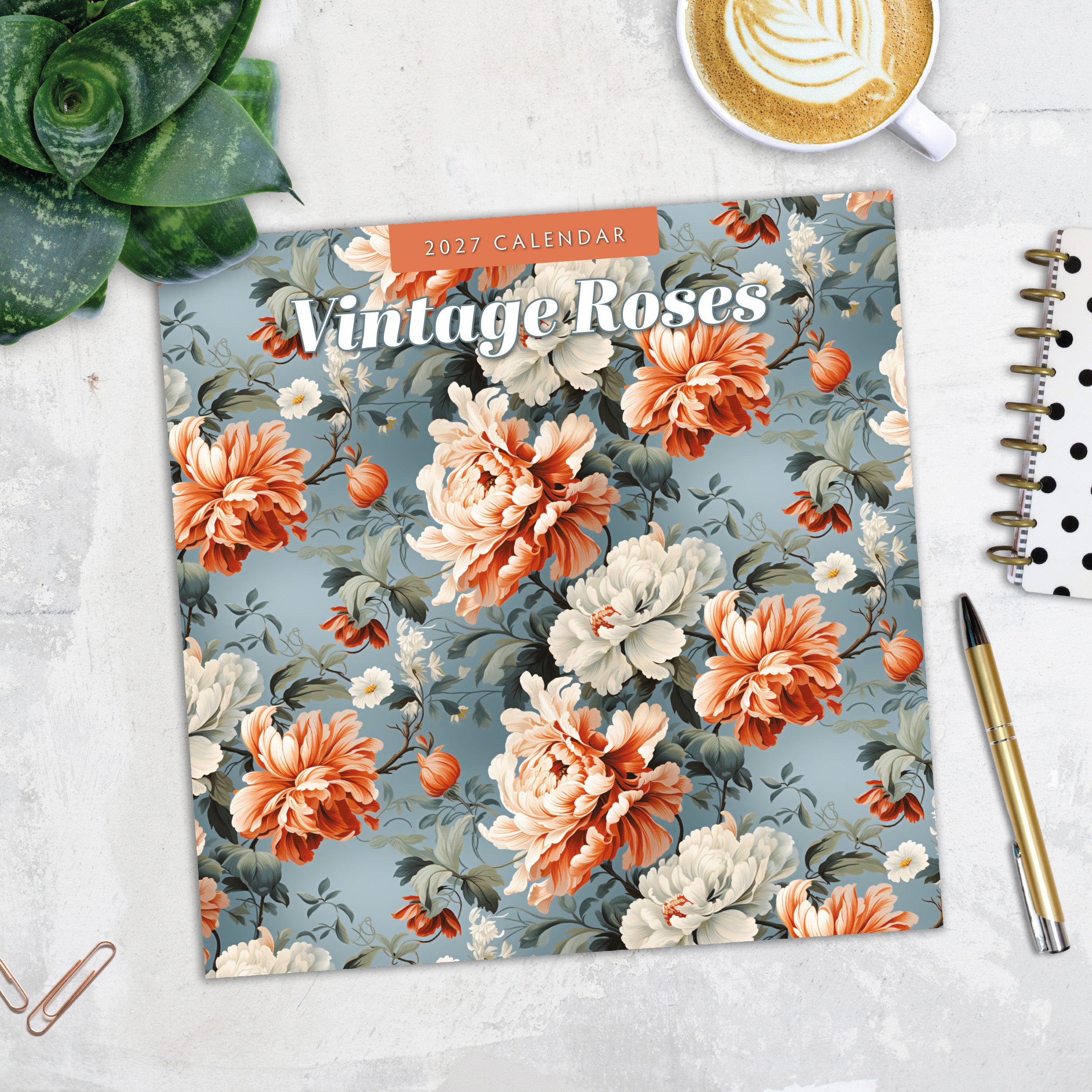 2027 Vintage Roses - Square Wall Calendar
