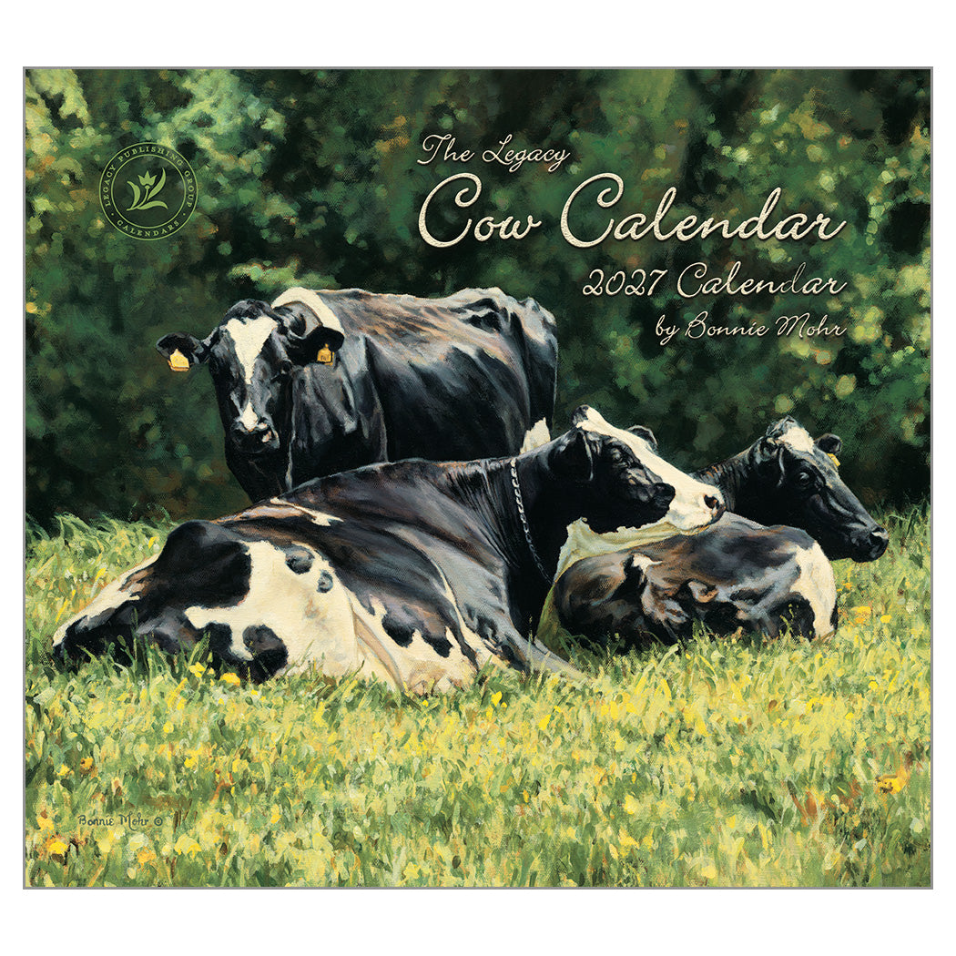 2027 Cow Calendar - Deluxe Wall Calendar by Bonnie Mohr