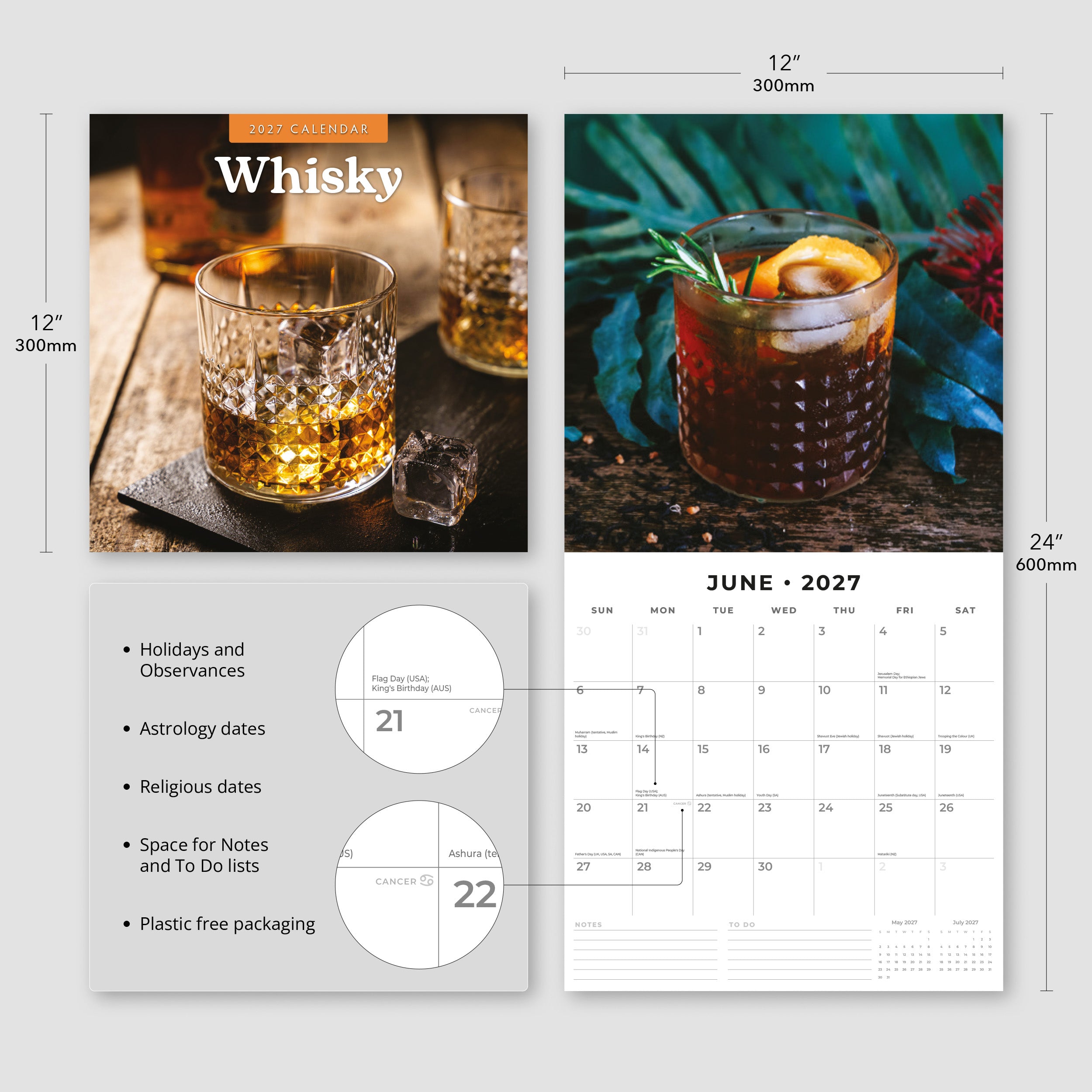 2027 Whisky - Square Wall Calendar