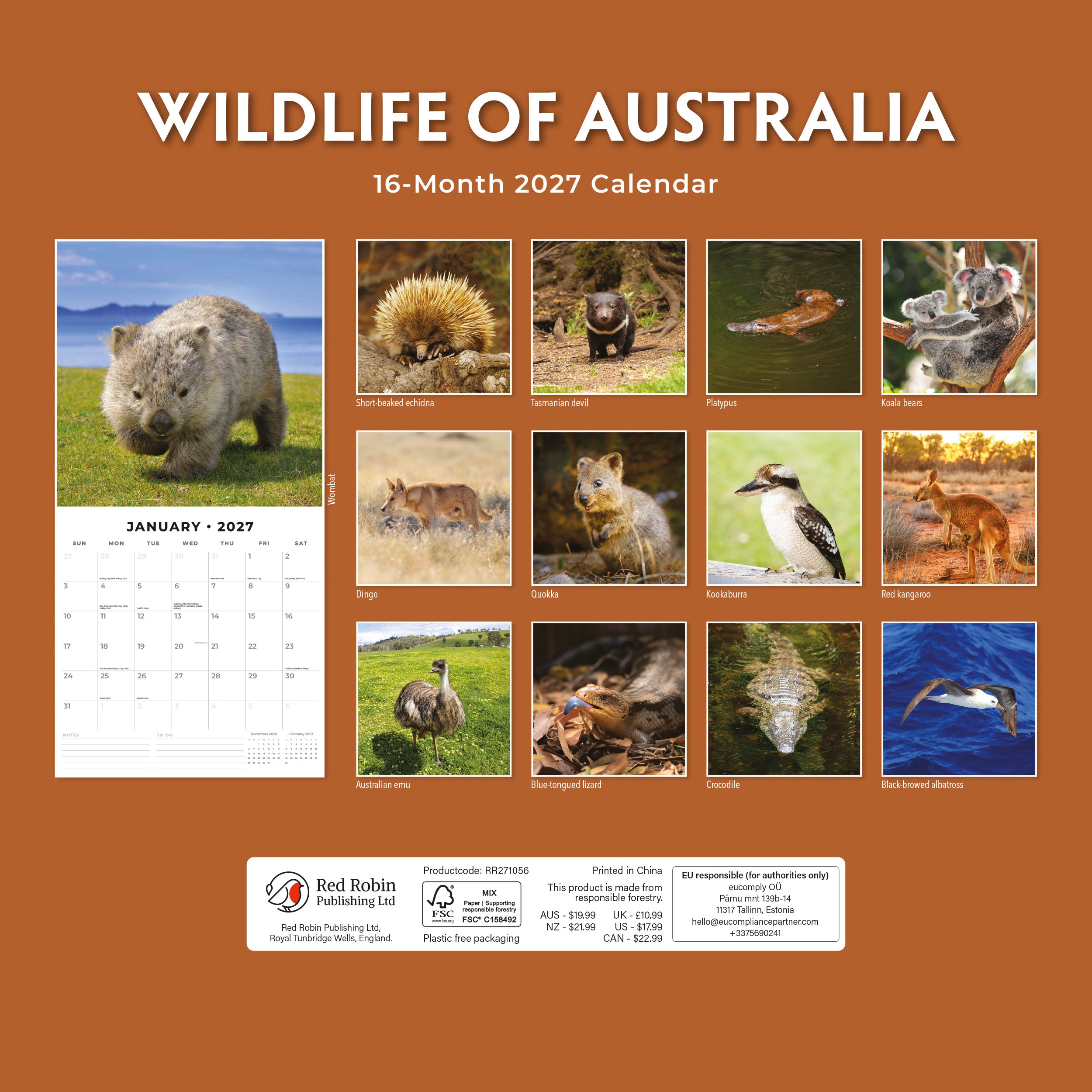 2027 Wildlife of Australia - Square Wall Calendar