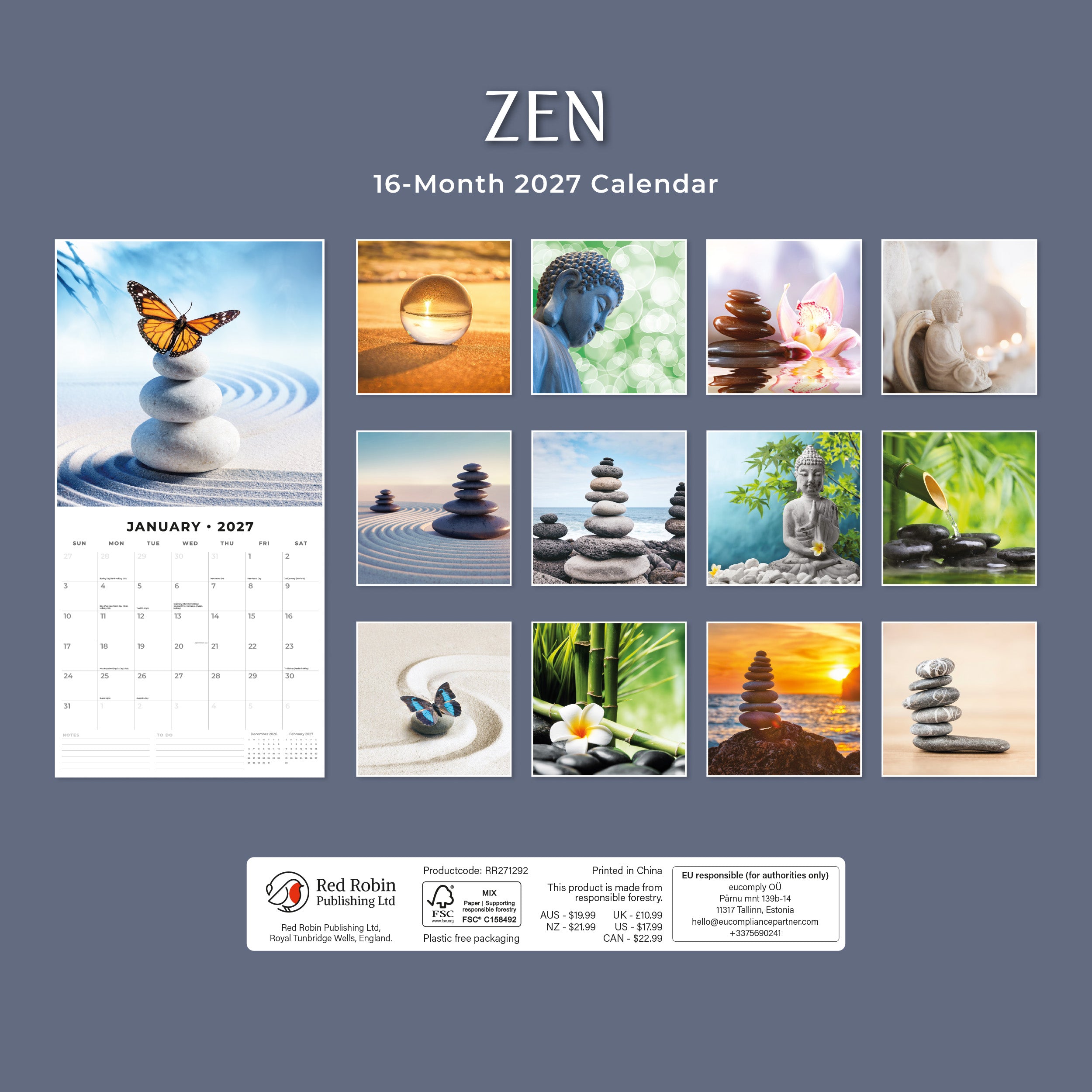 2027 Zen - Square Wall Calendar