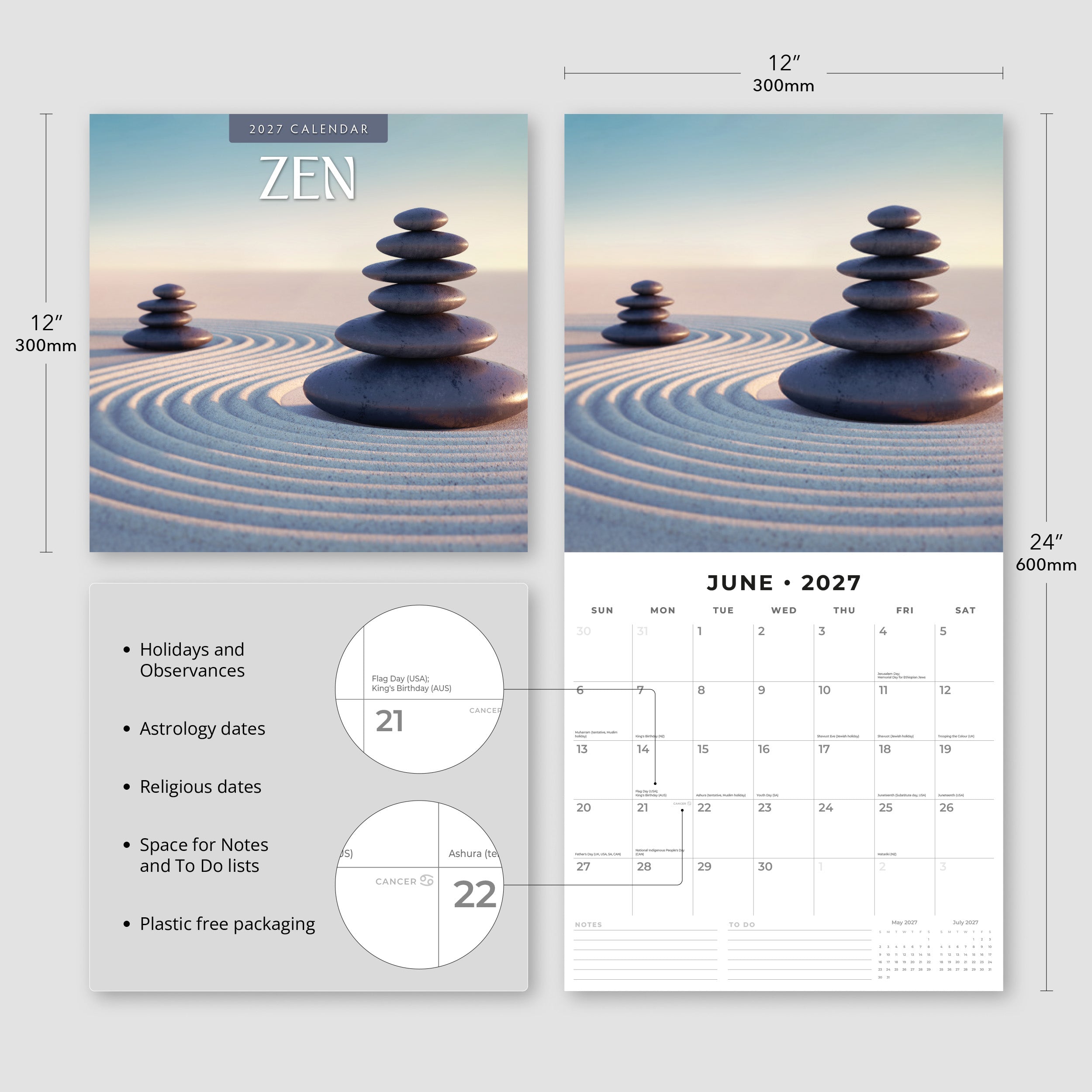 2027 Zen - Square Wall Calendar