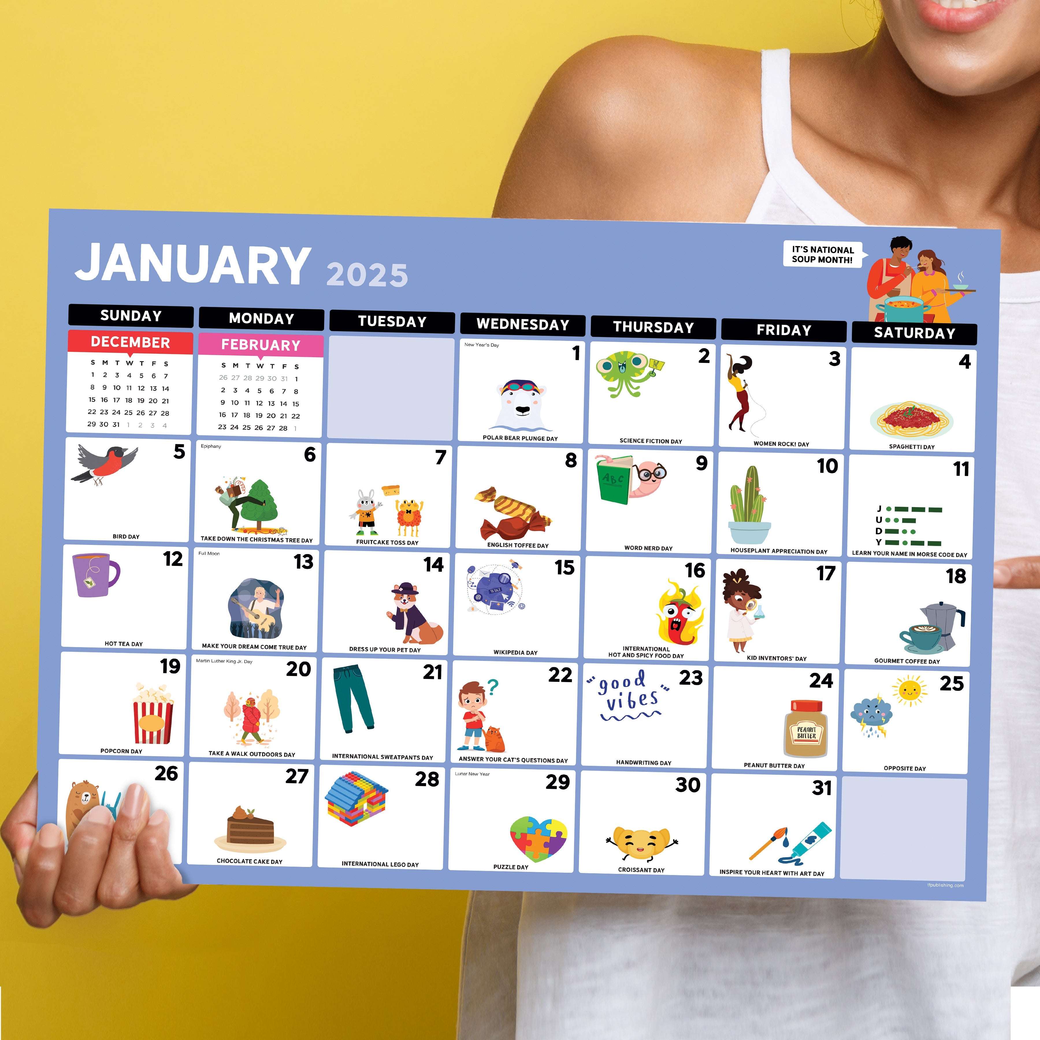 July 2024 - June 2025 Every Day's A Holiday - Medium Monthly Desk Pad Blotter Academic Calendar